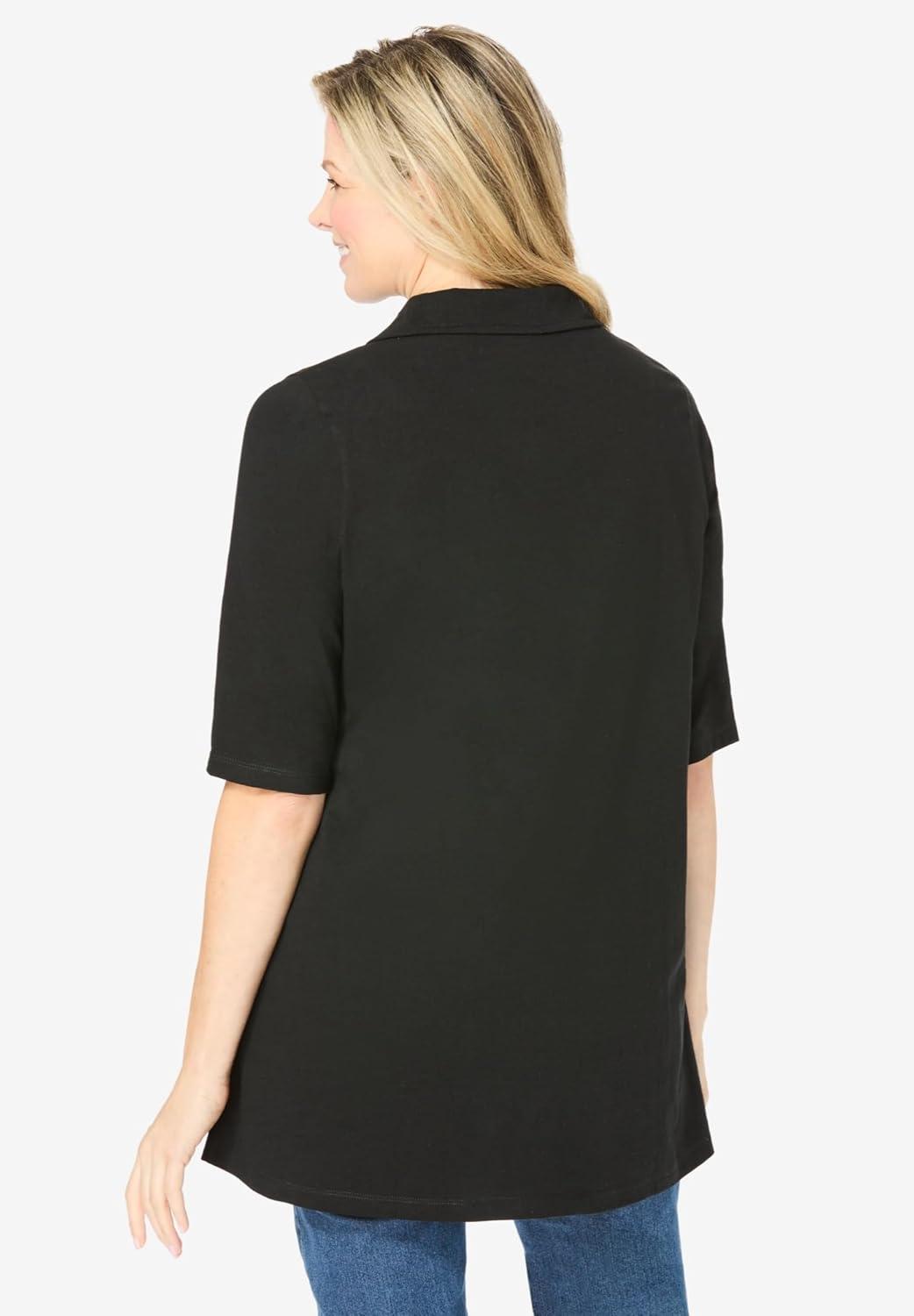 imageWoman Within Plus Size Knit Shirt with Free TankBlack
