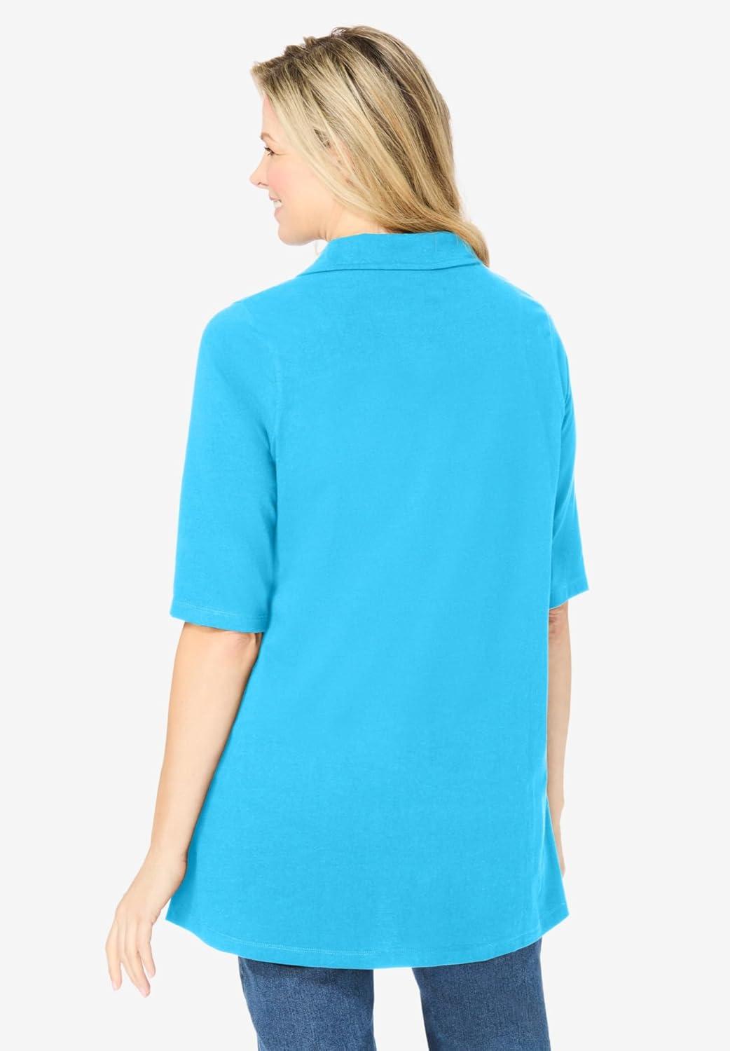 imageWoman Within Plus Size Knit Shirt with Free TankWhite