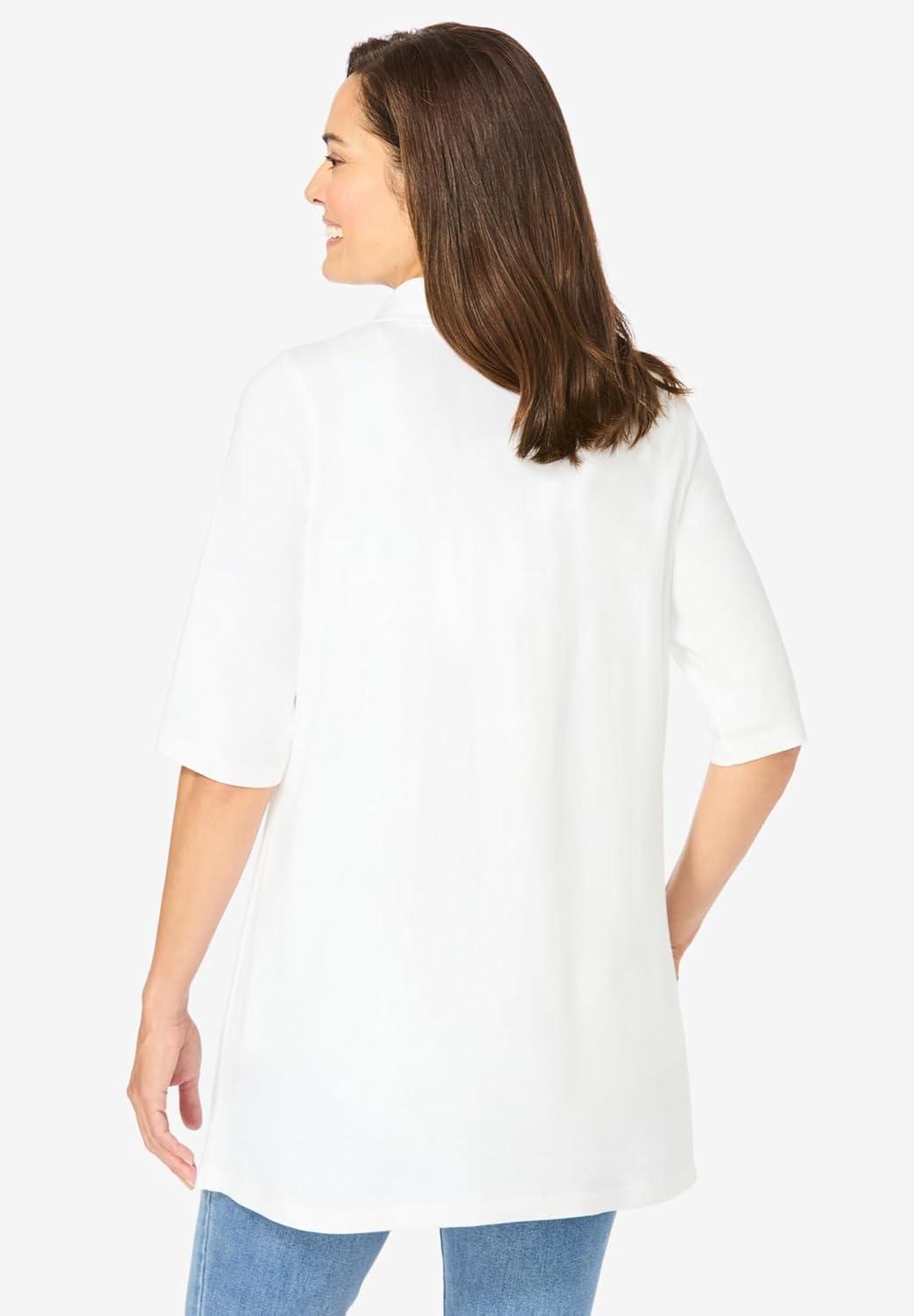 imageWoman Within Plus Size Knit Shirt with Free TankWhite