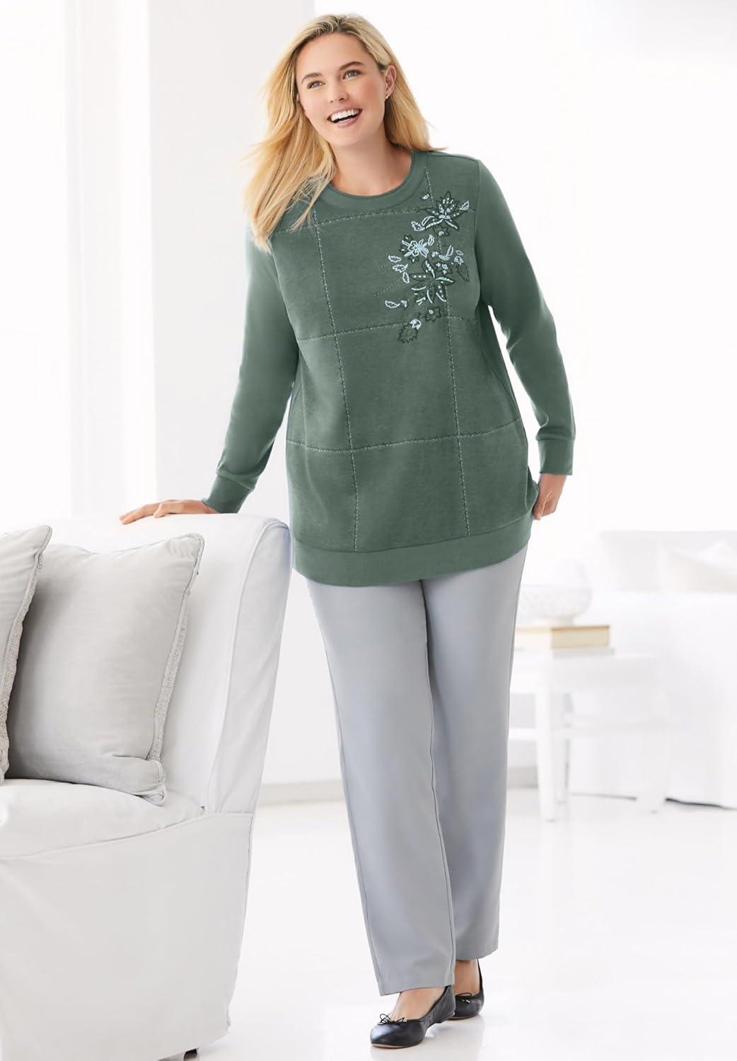 imageWoman Within Plus Size Patchwork Embroidered TopRoyal Navy Pretty Embroidery