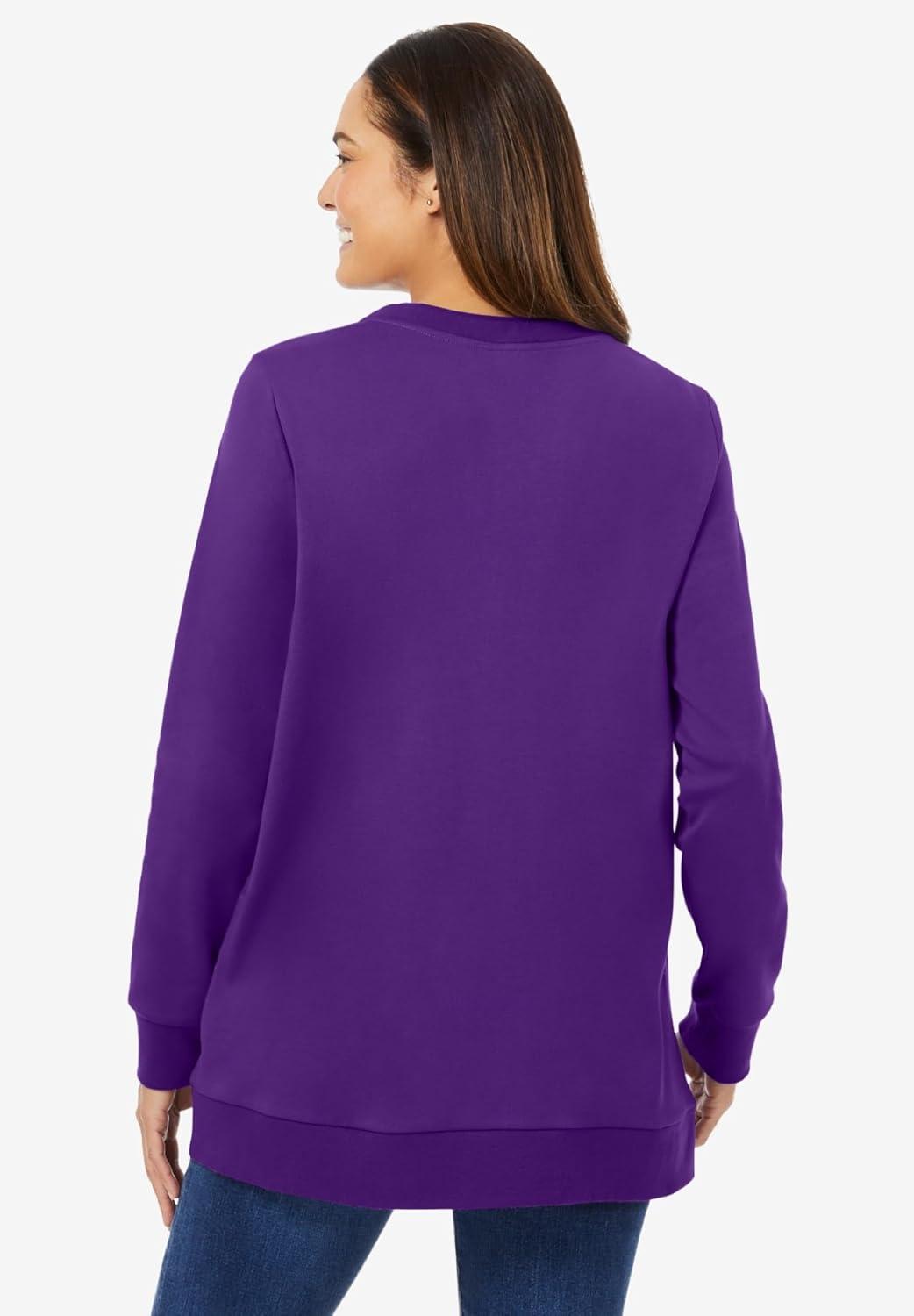 imageWoman Within Plus Size Patchwork Embroidered TopRoyal Navy Pretty Embroidery