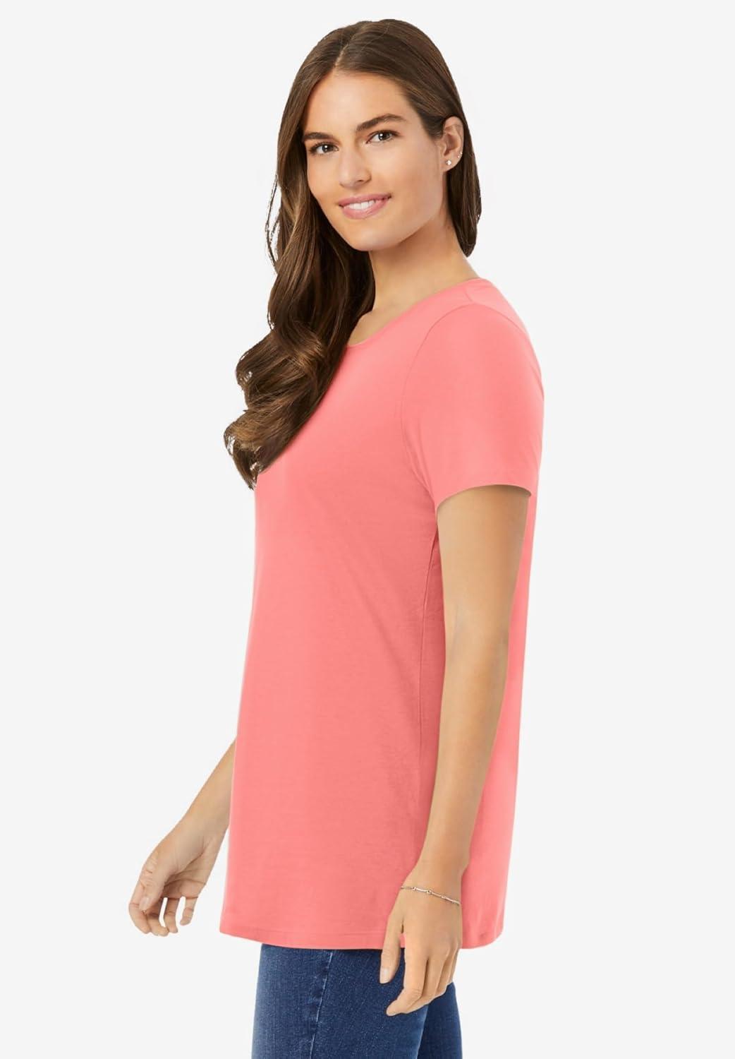 imageWoman Within Plus Size Perfect Crewneck TunicSweet Coral