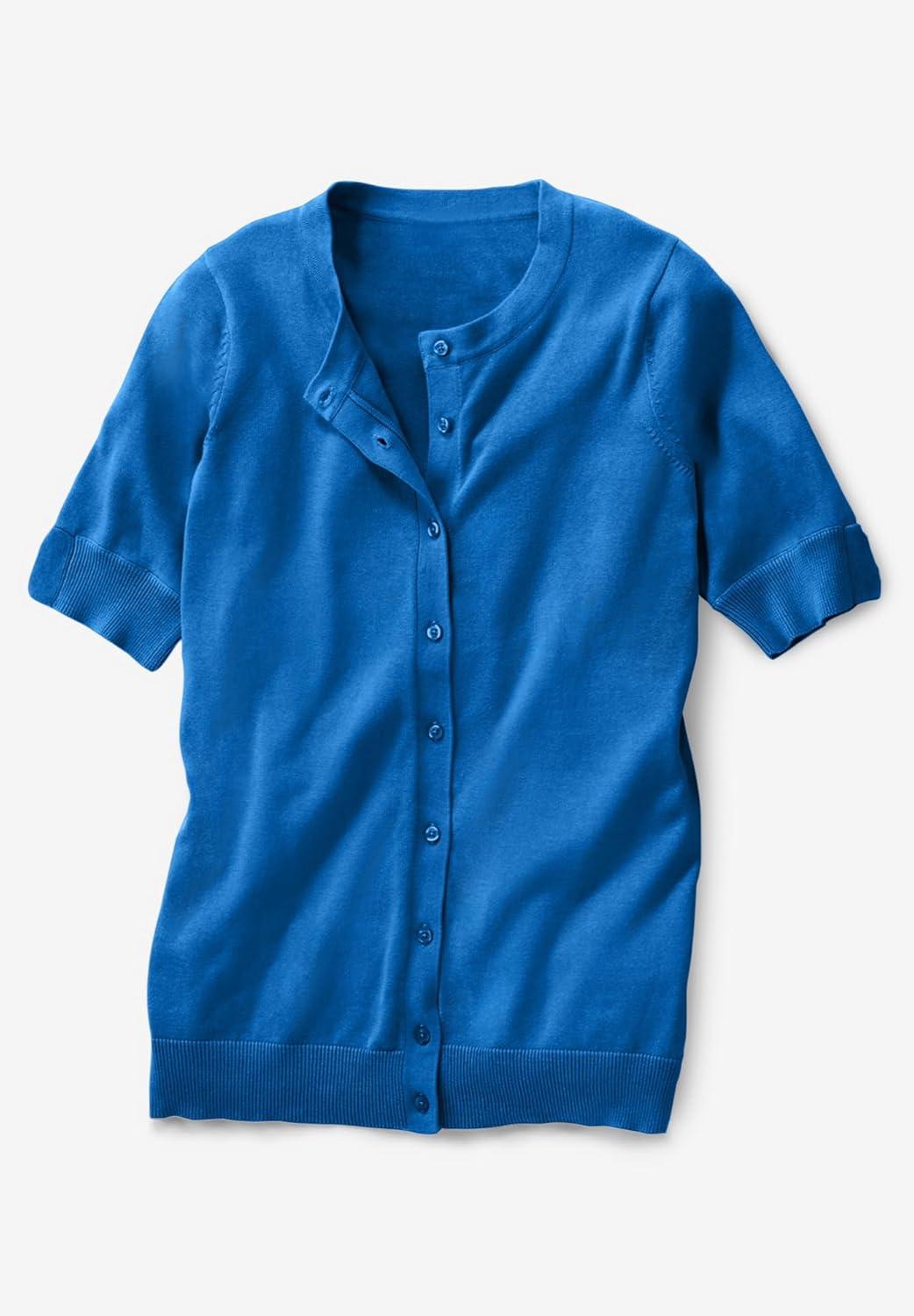 imageWoman Within Plus Size Perfect ElbowLength Sleeve Cardigan SweaterNavy Floral Tie Dye