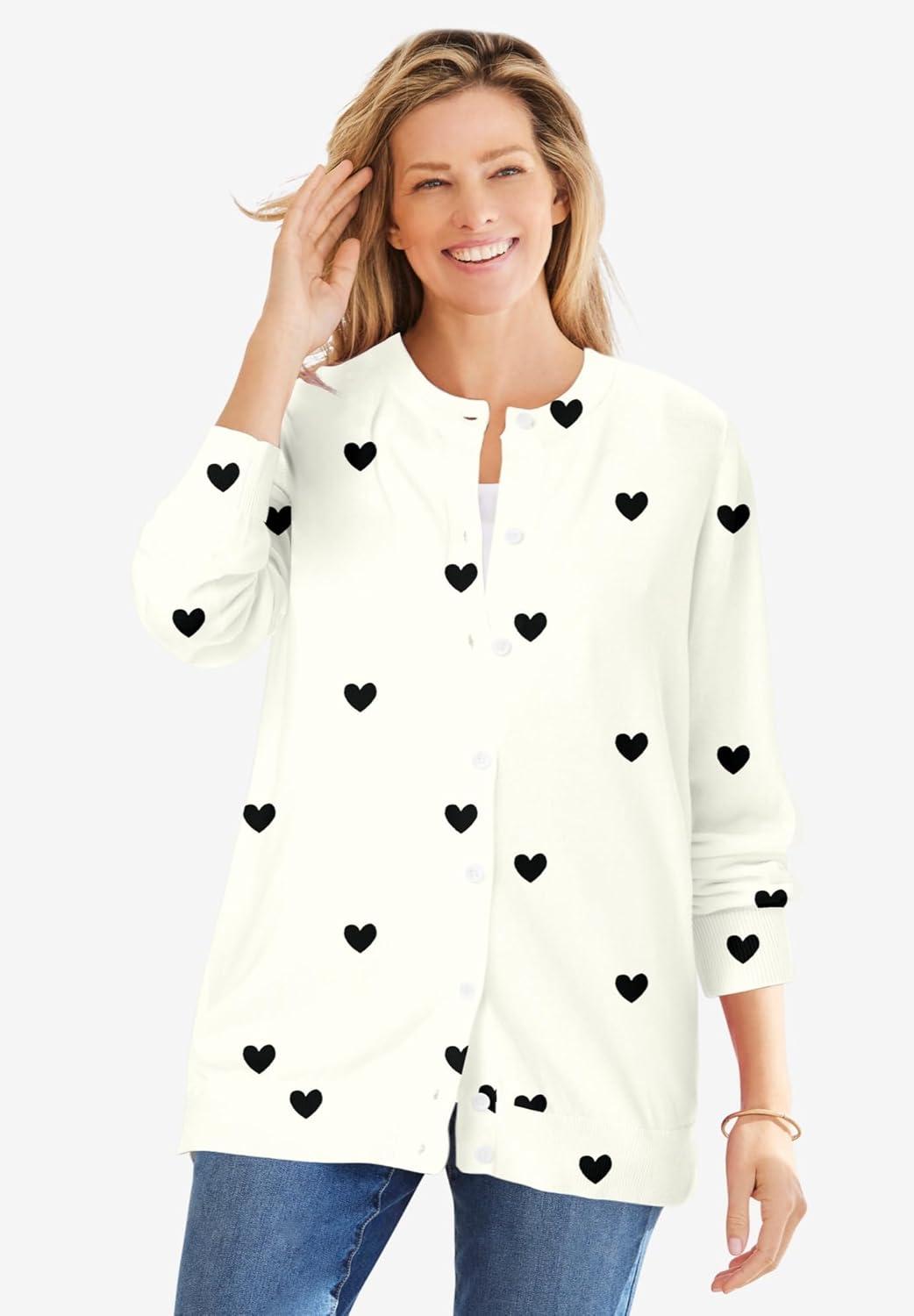 imageWoman Within Plus Size Perfect LongSleeve Cardigan SweaterRaspberry