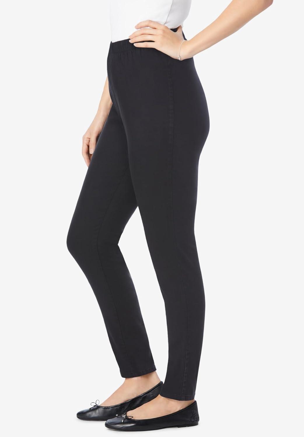 imageWoman Within Plus Size Petite PullOn ElasticWaist Stretch Fineline Denim Jeans 34 WP Black