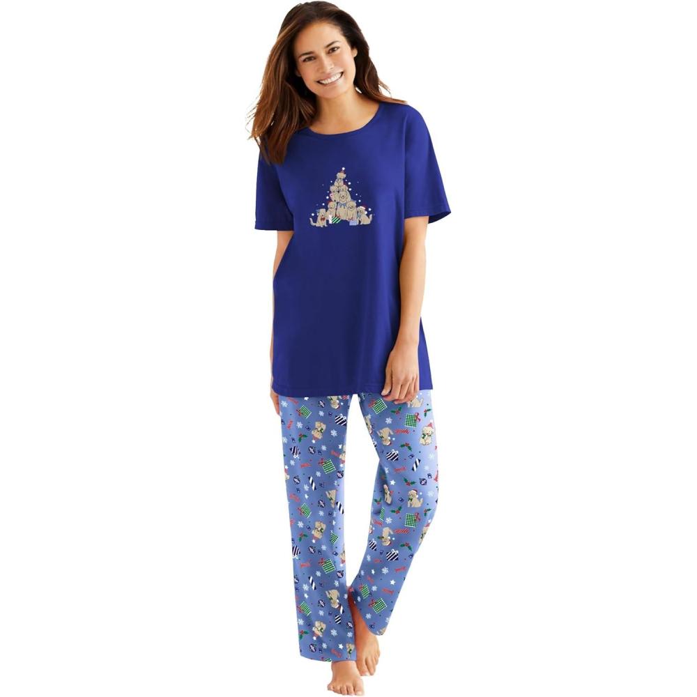imageDreams amp Co Plus Size Graphic Tee PJ SetEvening Blue Golden Retriever