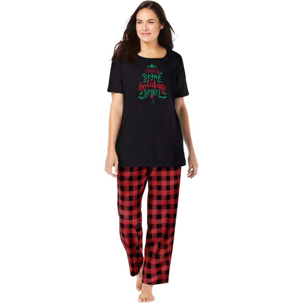 imageDreams amp Co Plus Size Graphic Tee PJ SetRed Buffalo Plaid