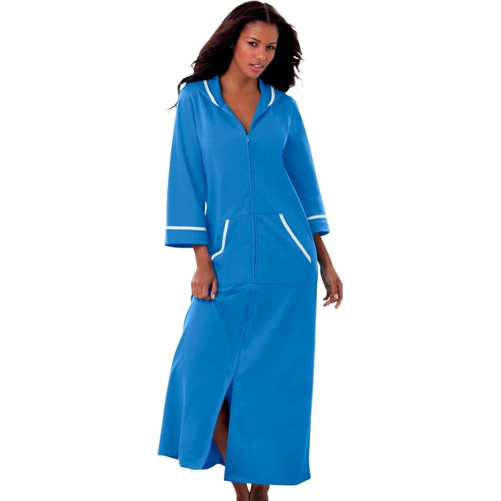 imageDreams amp Co Plus Size Long French Terry RobePool Blue