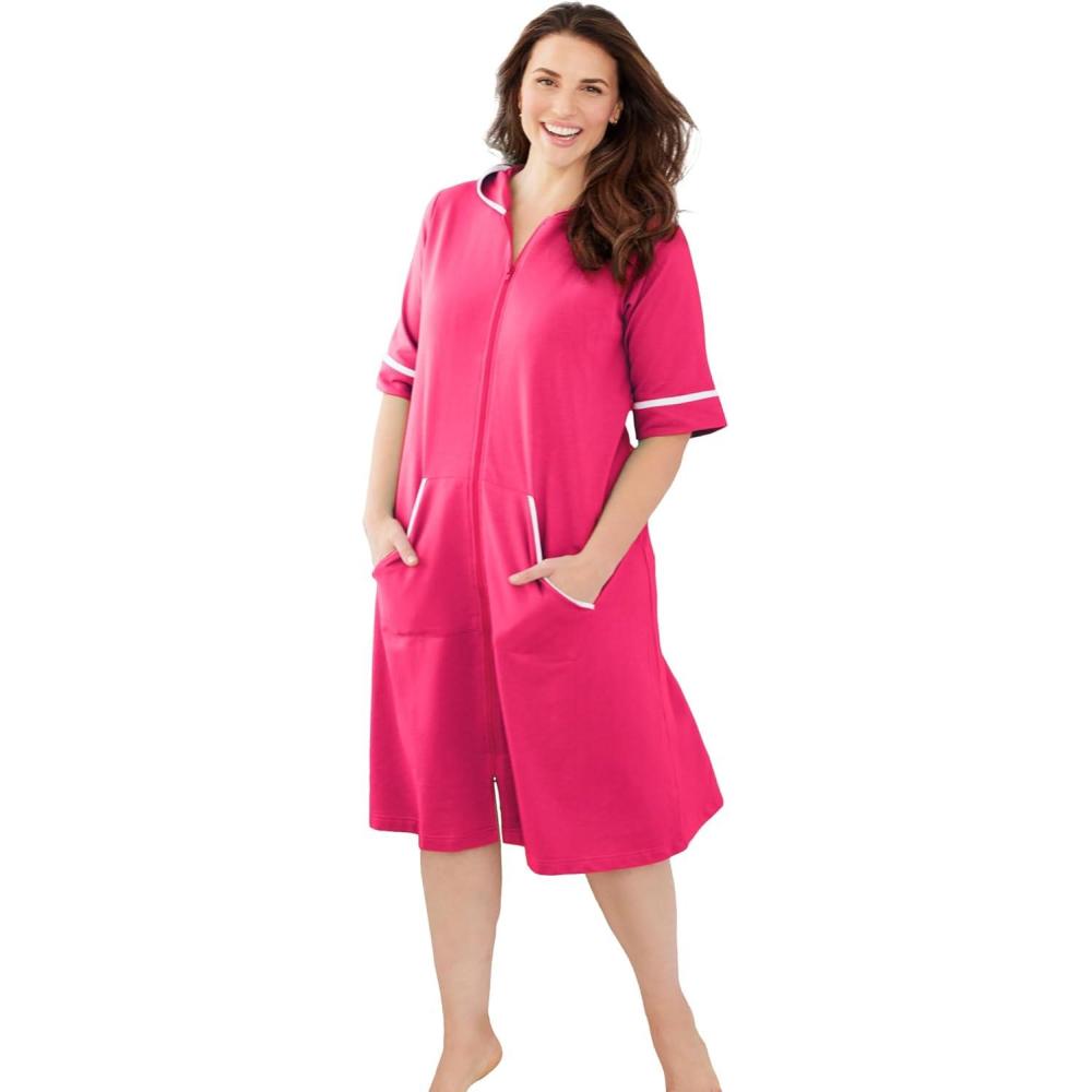 imageDreams amp Co Plus Size Short French Terry RobePink Burst