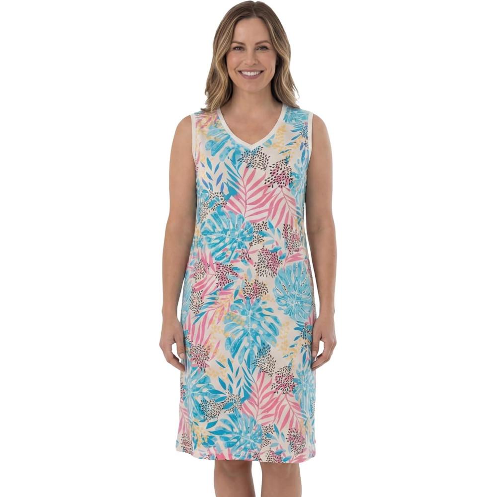 imageDreams amp Co Plus Size Trapeze VNeck Short LoungerMulti Jungle