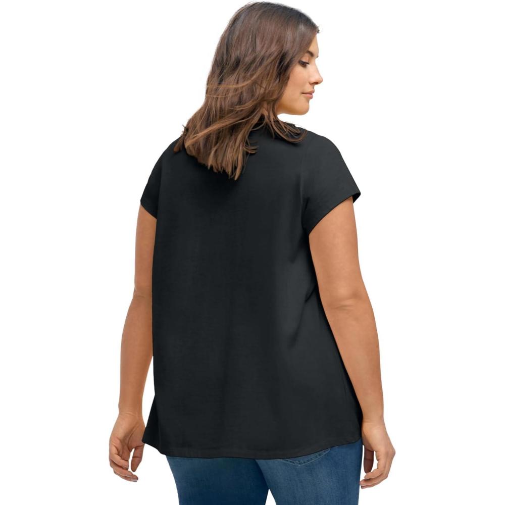 imageEllos Plus Size Twisted VNeck TeeBlack