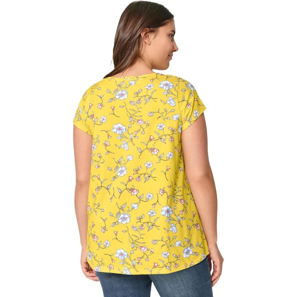 imageEllos Plus Size Twisted VNeck TeePrimrose Yellow Floral