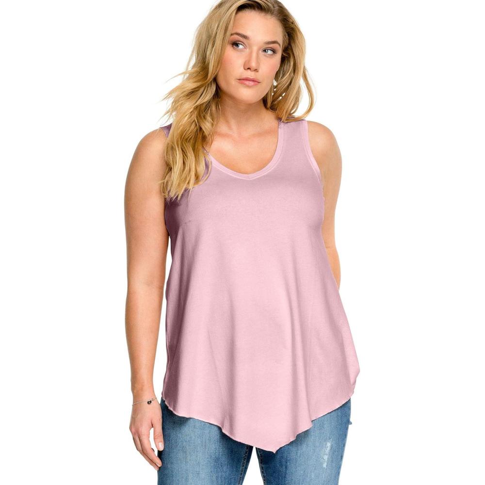 imageEllos Plus Size VNeck Pointed Front TankMisty Rose