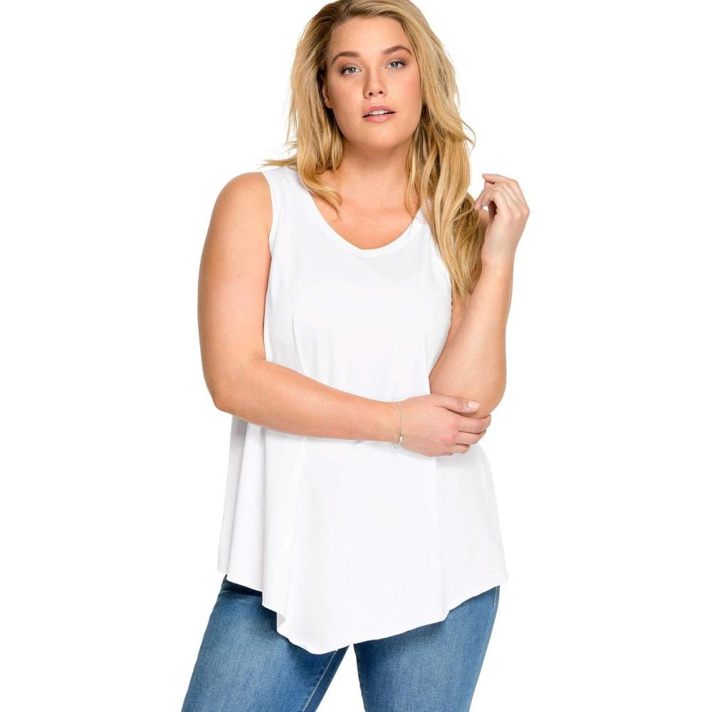 imageEllos Plus Size VNeck Pointed Front TankWhite