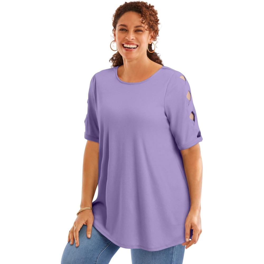 imageWoman Within Plus Size CutOut Sleeve TunicSoft Iris