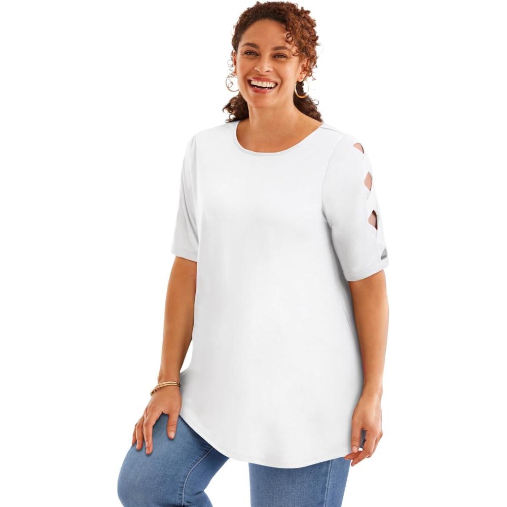 imageWoman Within Plus Size CutOut Sleeve TunicWhite