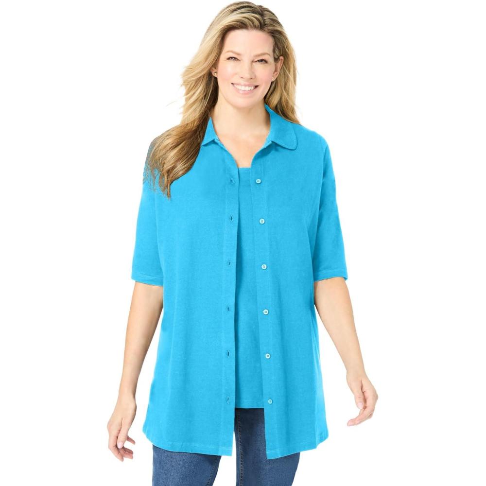 imageWoman Within Plus Size Knit Shirt with Free TankParadise Blue