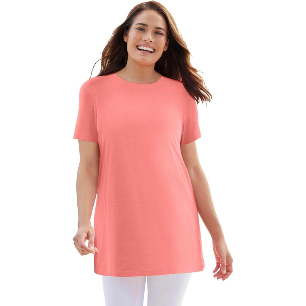 imageWoman Within Plus Size Perfect Crewneck TunicSweet Coral