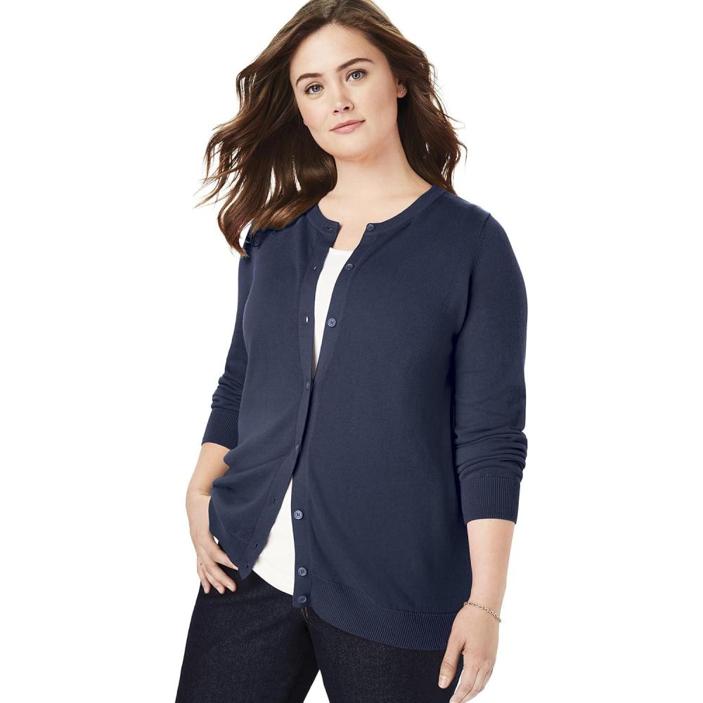 imageWoman Within Plus Size Perfect LongSleeve Cardigan SweaterNavy