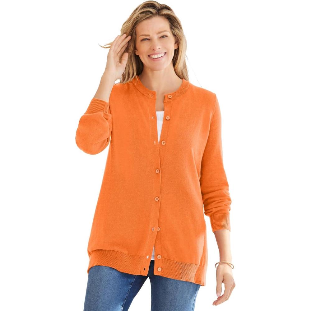 imageWoman Within Plus Size Perfect LongSleeve Cardigan SweaterOrange Twist