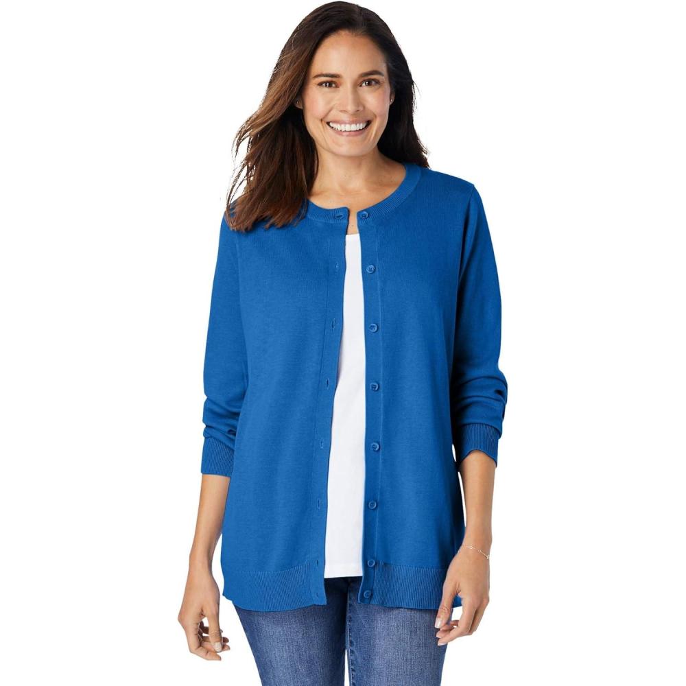 imageWoman Within Plus Size Perfect LongSleeve Cardigan SweaterOriginal Bright Cobalt