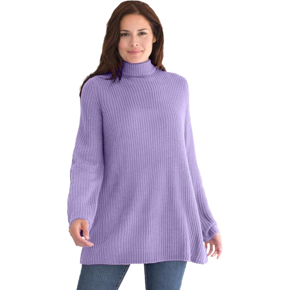 imageWoman Within Plus Size Pullover Shaker Swing SweaterSoft Iris