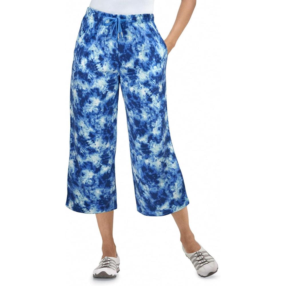 imageWoman Within Plus Size SportKnit PullOn Capri PantsRoyal Navy Tie Dye