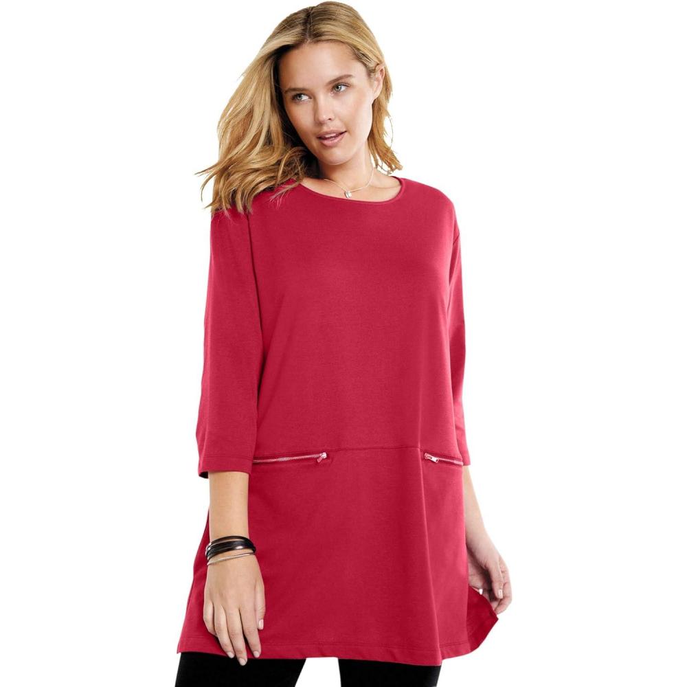 imageWoman Within Plus Size Zipper Pocket TunicClassic Red