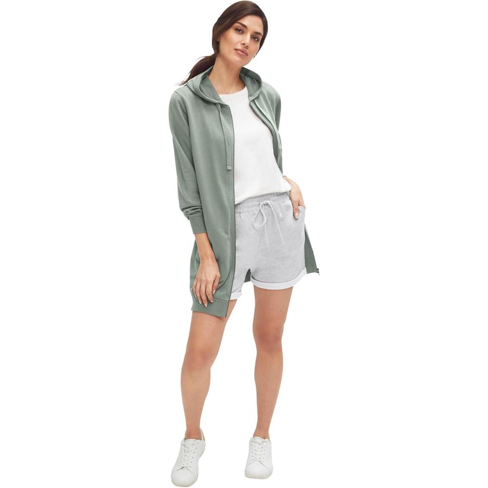 imageellos Plus Size French Terry Drawstring ShortsHeather Grey