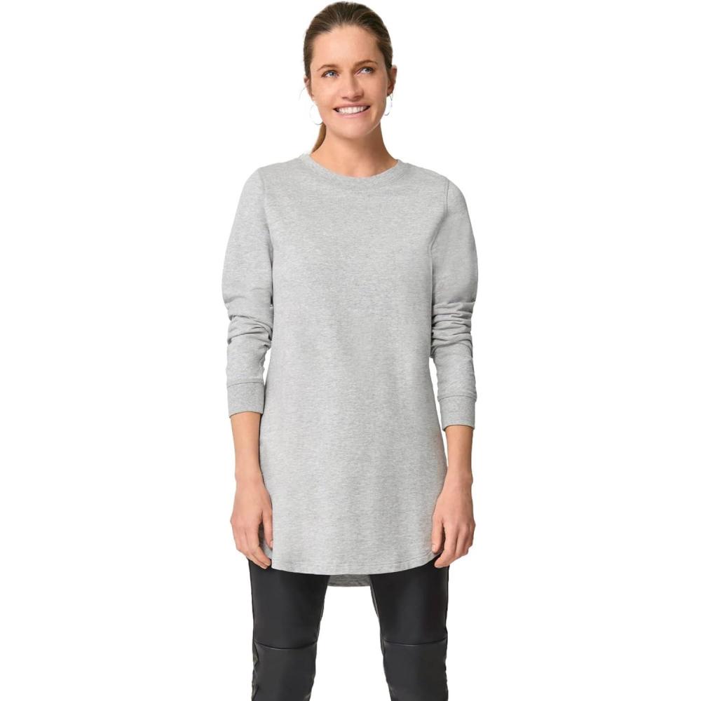 imageellos Plus Size French Terry Sweatshirt Tunic With Shirttail HemHeather Grey