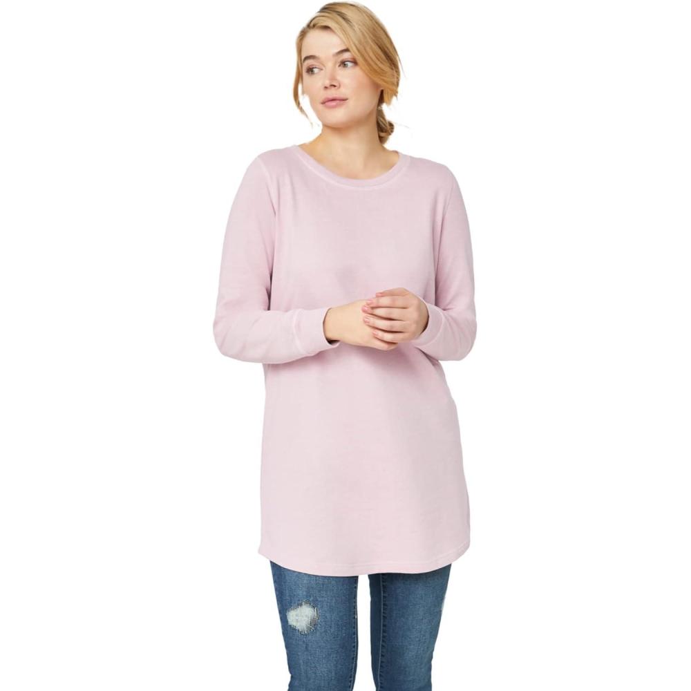 imageellos Plus Size French Terry Sweatshirt Tunic With Shirttail HemPretty Lilac