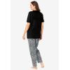 Dreams & Co. Plus Size Graphic Tee PJ Set(Black Animal Paw)