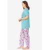 Dreams & Co. Plus Size Graphic Tee PJ Set(Pale Ocean Ornament)