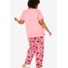 Dreams & Co. Plus Size Graphic Tee PJ Set(Plum Burst Floral Butterfly)