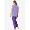 Dreams & Co. Plus Size Graphic Tee PJ Set(Plum Burst Penguins)