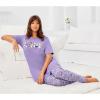 Dreams & Co. Plus Size Graphic Tunic PJ Set(Dusty Indigo Animal Paw)