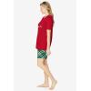 Dreams & Co. Plus Size Knit Pj Short Set(Classic Red Reindeer Cat)
