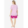 Dreams & Co. Plus Size Knit Pj Short Set(Pink Tea Cup)