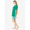 Dreams & Co. Plus Size Knit Pj Short Set(Tropical Emerald Cat)