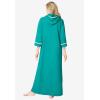 Dreams & Co. Plus Size Long French Terry Robe(Aquamarine)