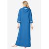 Dreams & Co. Plus Size Long French Terry Robe(Pool Blue)