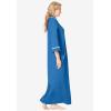 Dreams & Co. Plus Size Long French Terry Robe(Pool Blue)