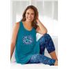 Dreams & Co. Plus Size Scoopneck Tank & Capri Legging PJ Set(Deep Teal Stargazer)