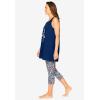 Dreams & Co. Plus Size Scoopneck Tank & Capri Legging PJ Set(Evening Blue Floral)