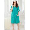 Dreams & Co. Plus Size Short French Terry Robe(Heather Grey)