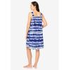 Dreams & Co. Plus Size Sleeveless Terry Lounger(Ultra Blue Tie Dye Stripe)