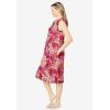 Dreams & Co. Plus Size Trapeze V-Neck Short Lounger(Pomegranate Floral)