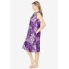 Dreams & Co. Plus Size Trapeze V-Neck Short Lounger(Rich Violet Blooming)
