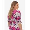 Ellos Plus Size Button Front Crinkle Tunic(Raspberry Sorbet Floral)