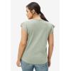 Ellos Plus Size Cap Sleeve Henley Tee(Desert Sage)